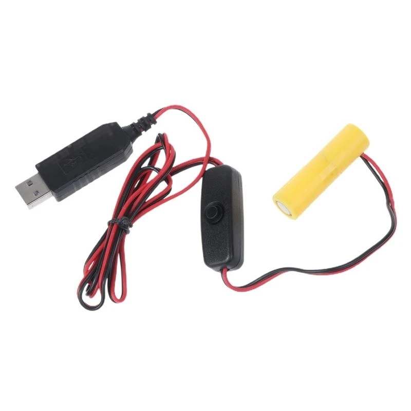 USB-Powered AA Battery Replacement Adapter with Switch for Toothbrush, Lamp, and Toy