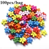 100pcs 14x15mm 2-hole Mixed Flower Wooden Decorative Buttons Suitable for Sewing Clip Arts and Crafts Multicolor 1
