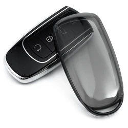 Sleek Black Transparent Car Key Fob Case with Keychain - Stylish and Durable Auto Accessory (1x Key Case (Black))