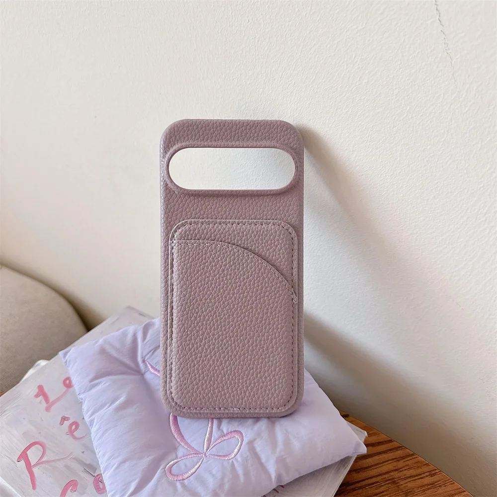 Leather Card Holder Wallet Phone Case with Shockproof Hard Shell Protective Cover