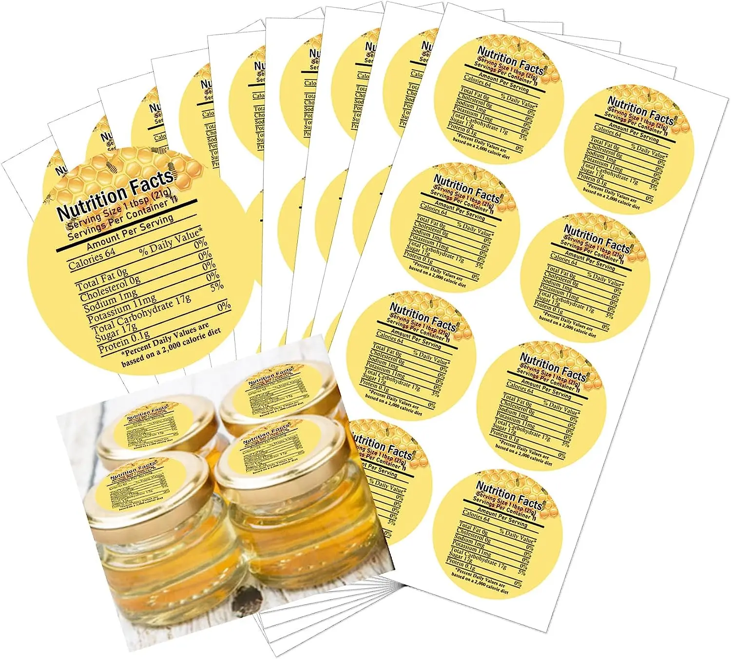 

Honey Nutrition Facts Labels 2inch Honey Nutrition Calories Health Sticker Honey Canning Label 60Pcs