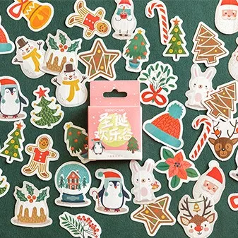 Festive Christmas Santa Claus Decorative Stickers - 45PCS for DIY Scrapbooking & Album Decoration