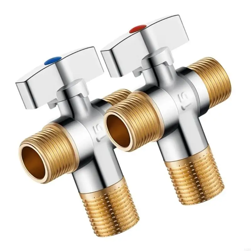 J6BB Pack of 2 Sturdy Brass Stop Valves 1/4 Turn Inch F1807 X 3/8 Inch OD Compression Designs for Toilets and Faucets