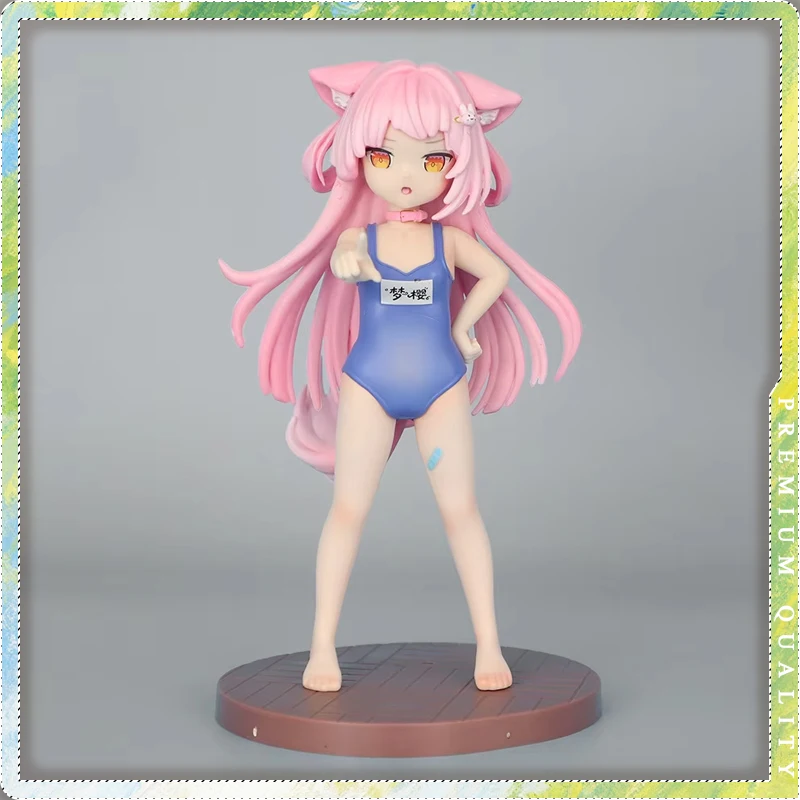 Starluo Pavilion Dream Sakura Dress-up Time Figur Katzenmädchen im Badeanzug Loli Statue für Anime-Fans Desktop-Deko Sammlerstück Feiertagsdekoration