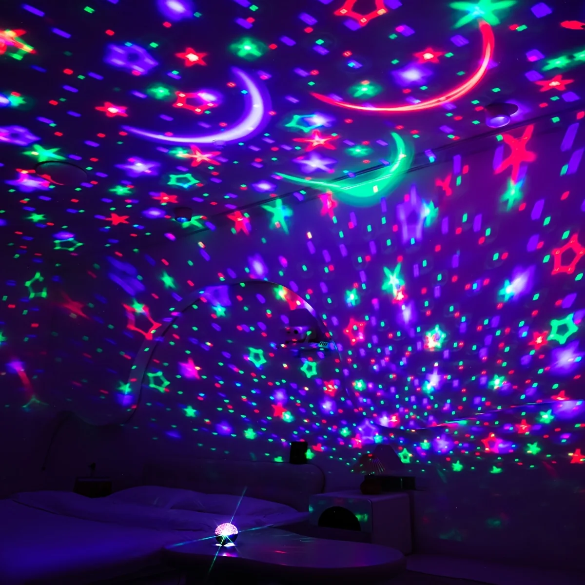 LED 무드등 별빛 하늘 은하 달 프로젝터 조명 자동 색상변환 USB 5V RGB 무드등 아이방 생일파티용