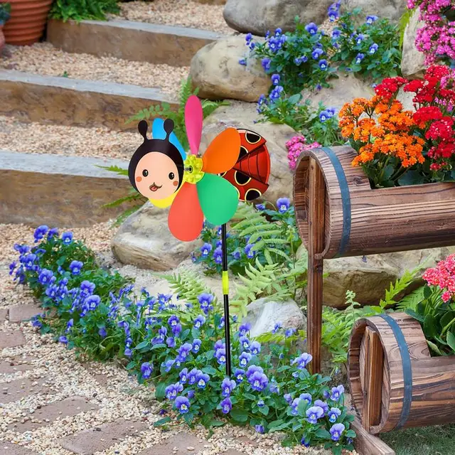 Kerti Pinwheels Rajzfilm Állati Ördög Szélű Fonó Szélmalom Játék Dekoratív Tét Szabadtéri Kertészeti Művészet Szeszélyes Gyerekek Ajándékok - Image 5