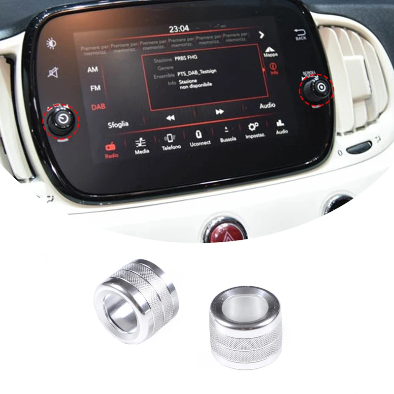 

Aluminum Alloy For Fiat 500 2016-2022 Car Volume Multimedia Knob Ring Decorative Cover Car Interior Accessories