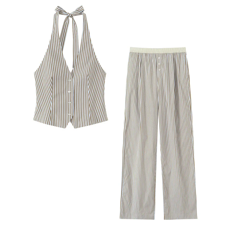 Vintage-Inspired Tie-Back Vest & Pants Set