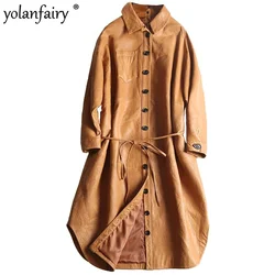 Real Leather Jacket Women Clothing Sheepskin Fashion Trench Coat Ladies Midium Casual Windbreaker Female Leather Jacket FCY1926