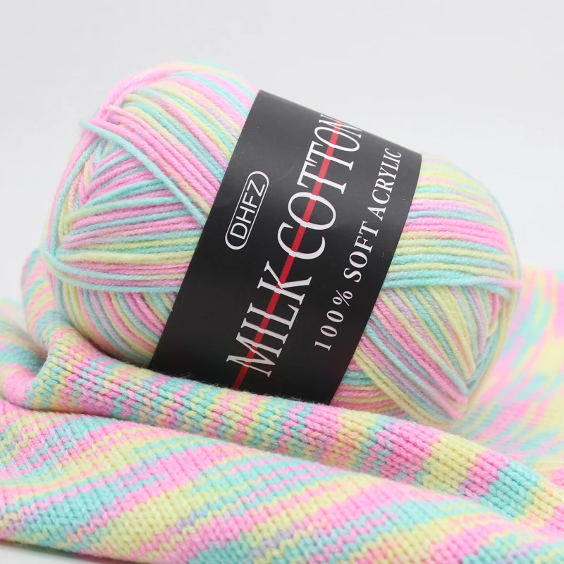 50g Milk Cotton Yarn Soft Warm Multi Color High Quality Baby Cotton Wool for Hand Knitted Sweater Hat Scarf Coat DIY Crafts 4