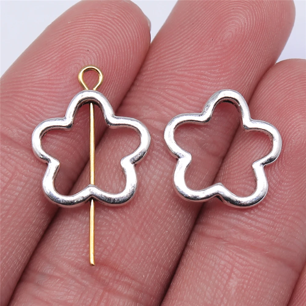Flower Charm Beads 20pcs 16x16mm Small Holes For Jewelry Making