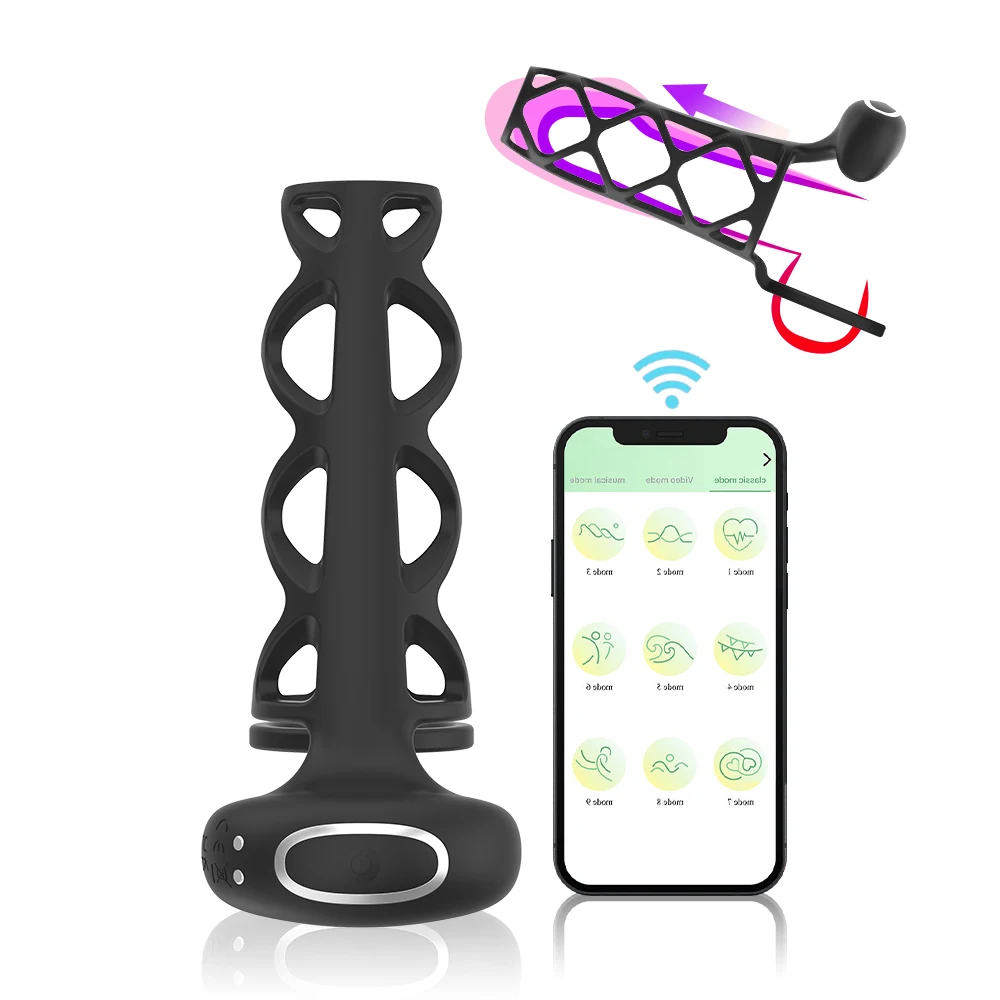 Silicone chickencage 9-speed penile ring vibrator testicular restraint delayed sexual intercourse APPremote control male sex toy