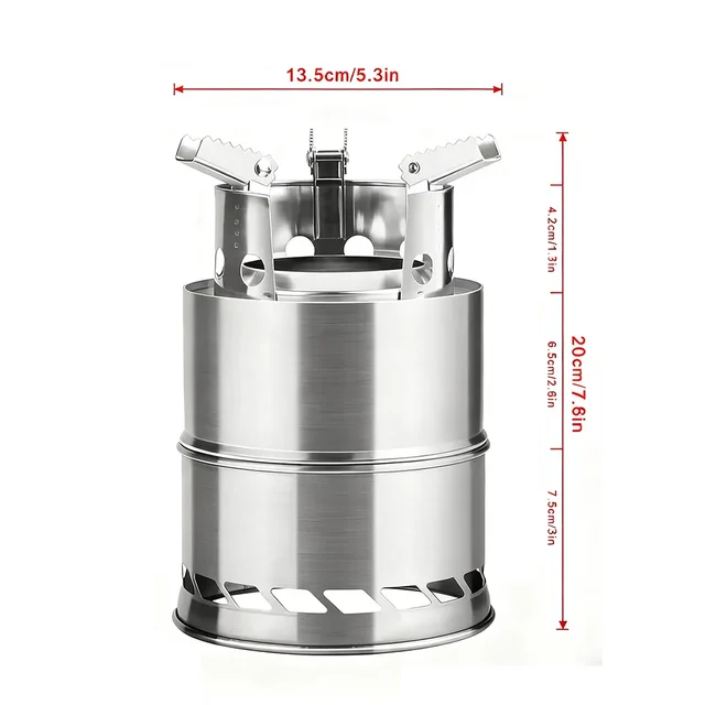 New Portable Outdoor Camping Stove Wood Burning Mini Lightweight Stainless Steel Foldable Stove Picnic BBQ Cooker Travel Tools 6