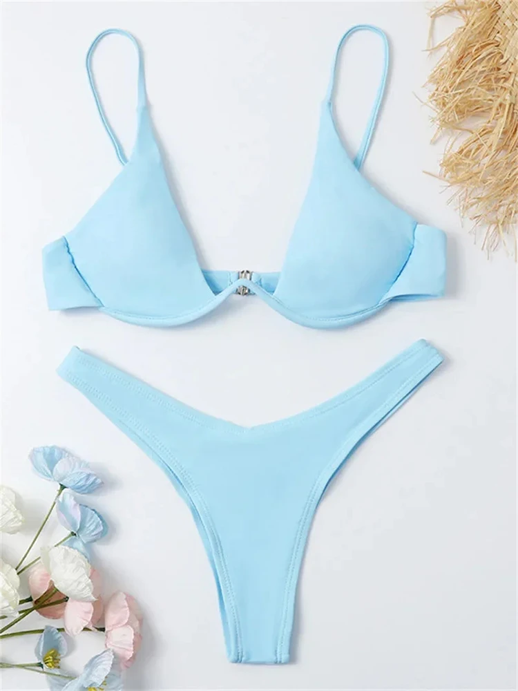 OIINAA Women Sexy Solid Bikini Set Two-piece Beachwear Summer Fashion Thong Swimwear Bather Bathing Suit Biquinis bikini set women swimwear bikini swimsuit