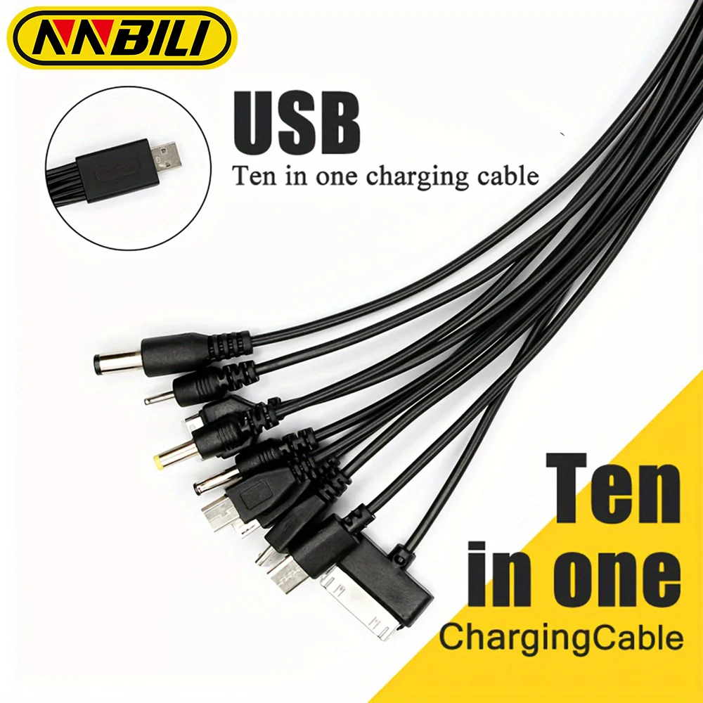 NNBILI 10-in-1-Multifunktions-USB-Telefon-Ladekabel, Mehrkopf-Ladekabel für Samsung Nokia Telefon-Ladegerät, Universalkabel
