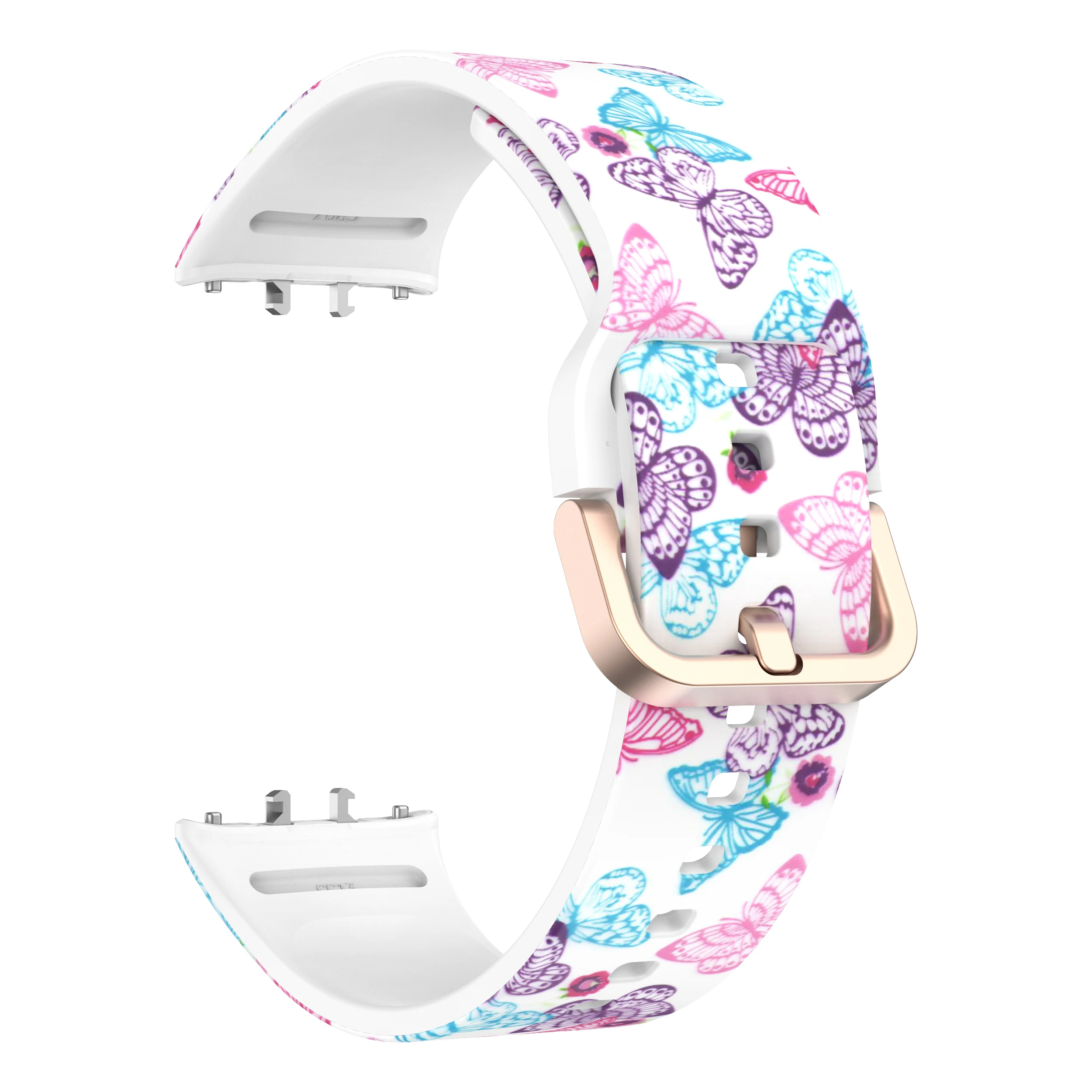 Patterned Silicone Strap with Rose Gold Metal Buckle - Printed Watchband