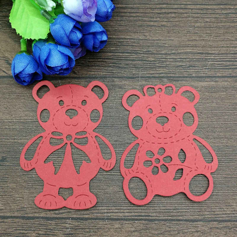 Description Picture 5 of item2pcs/set Lively Bear Designs Metal Cutting Dies Stencils for Scrapbooking Embossing Album Paper Card Craft
