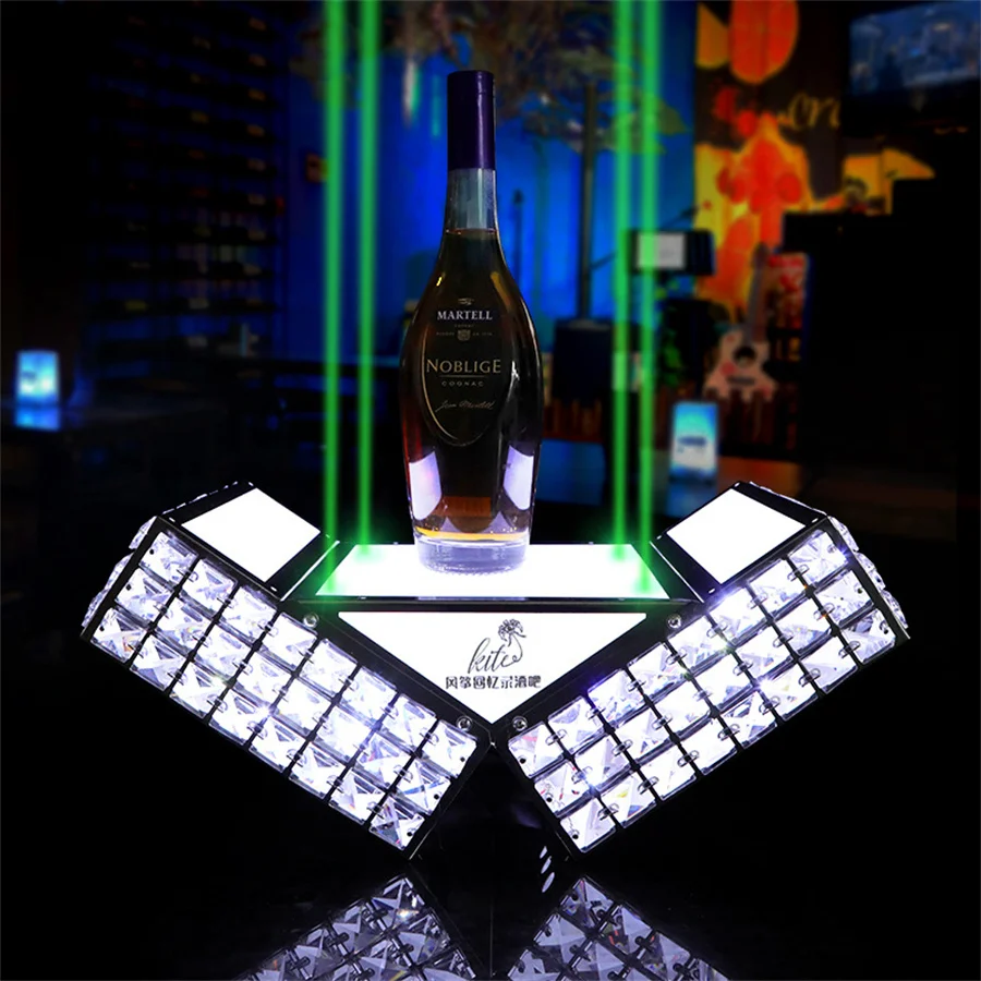 

Rechargeable Crystal LED Bottle Presenter Glorifier VIP Wine Bottle Display Rack LED Champagne Glorifier Stand For Nightclub Bar