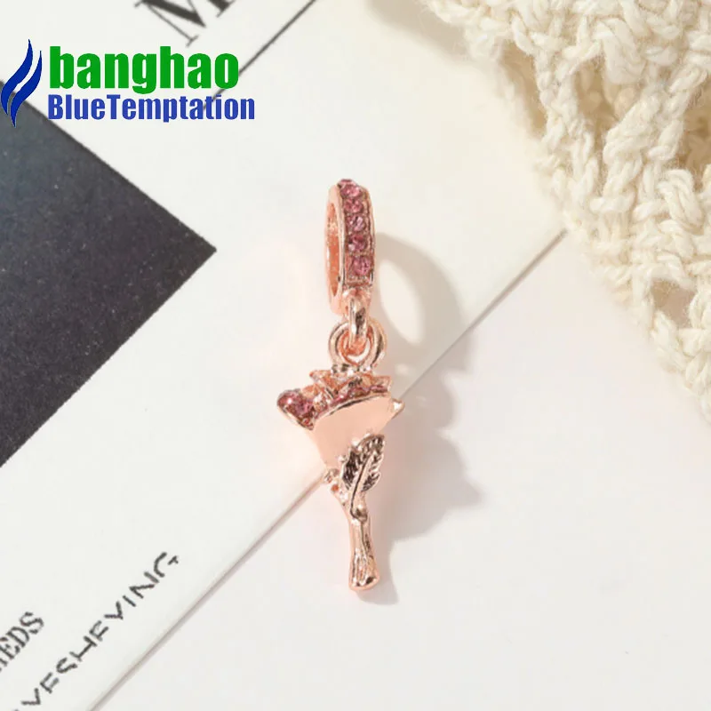 Wholesale DIY Fashion rose Charm for making accessories for jewelry alloy pendants bracelets beads DGB1325