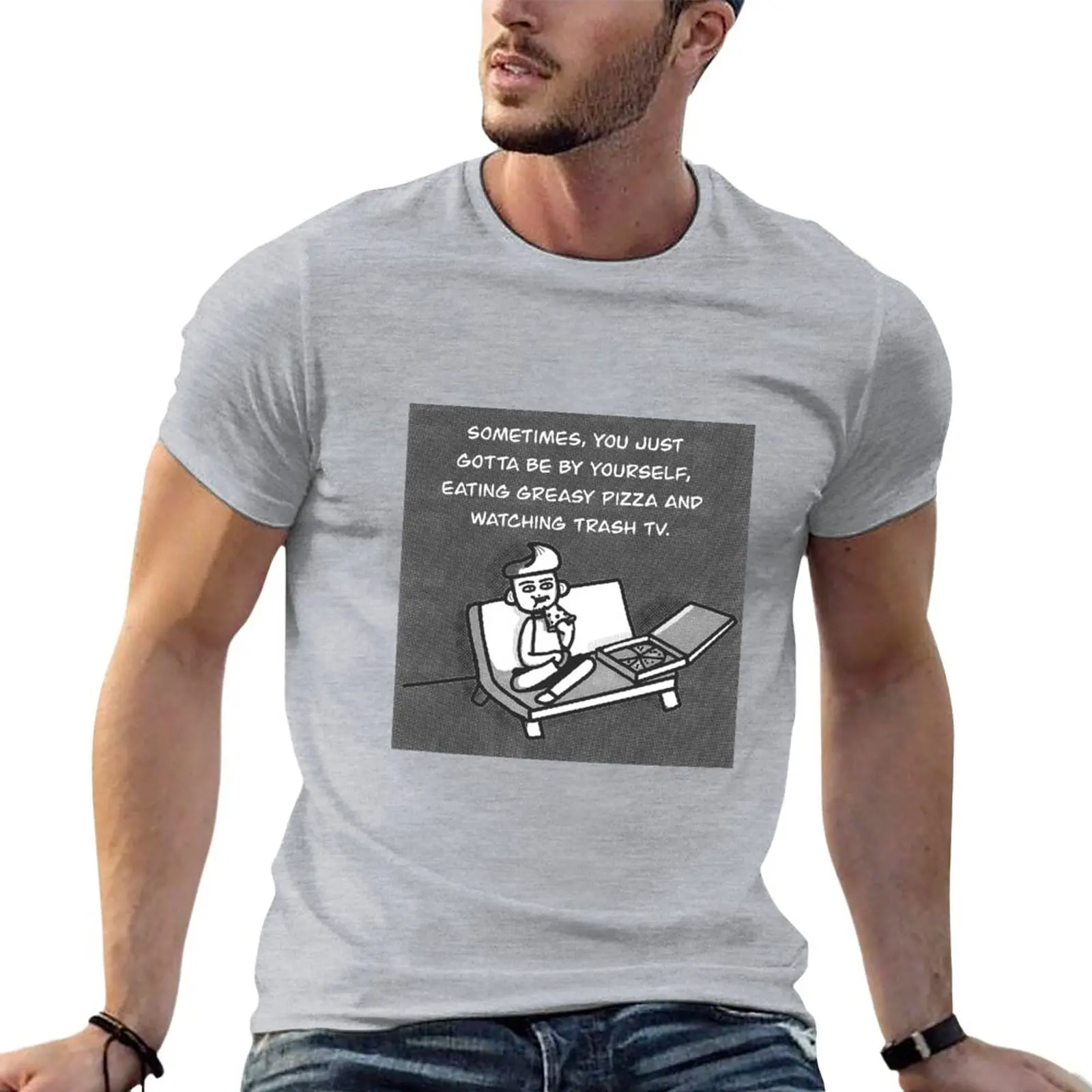 

Greasy Pizza Chill Vibes T-Shirt funny t shirt tees T-shirt short Men's cotton t-shirt