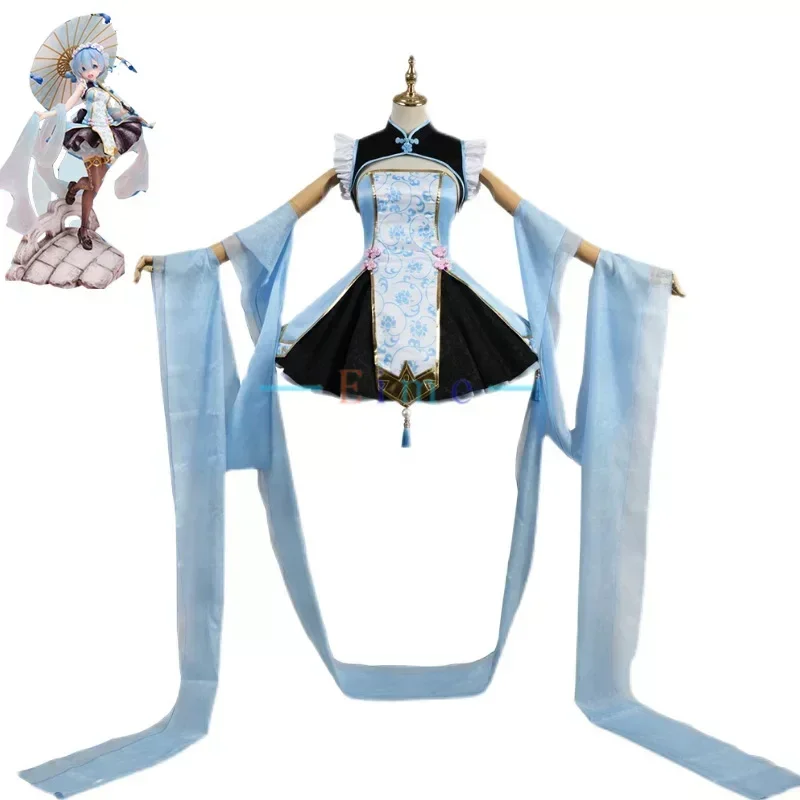 Anime re: Leben in einer anderen Welt Rem Cosplay Kostüme niedlichen chinesischen Cheong sam Party Anzug Halloween Karneval Uniform nach Maß