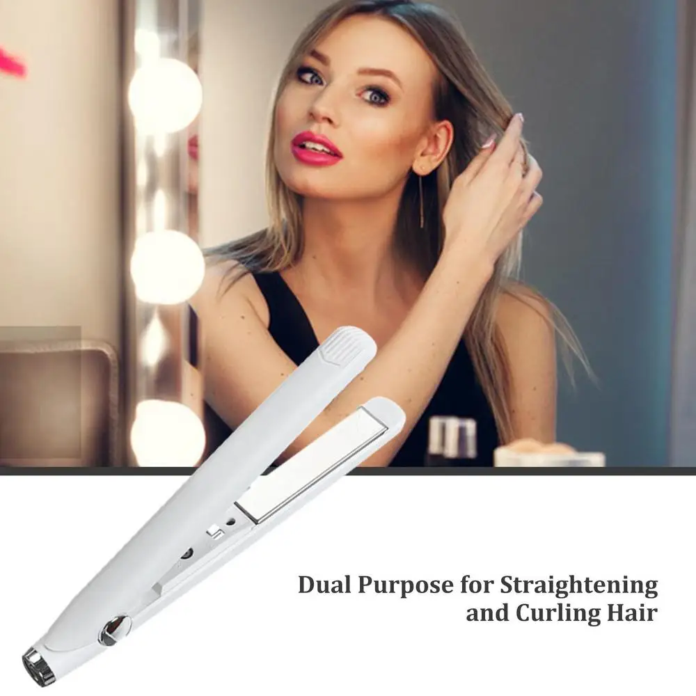 Description Picture 4 of itemMini Dual Purpose Cordless Curling Iron USB Rechargeable 2 In 1 Hair Straightener Mini Hair Curler Hair Styling Tool For Women