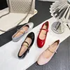 Shiny PU Leaather Flats Mary Janes Shoes Women Red Elegant Basic Pointed Toe Loafers Spring Autumn Daily Casual Black Shoes New 2