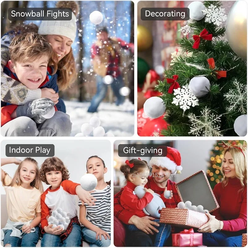 50-10PCS Soft Snow Fake Balls Christmas Kids Gift Toy Indoor Outdoor Snow Fight Ball Set Xmas Tree Ornament Decoration For Home