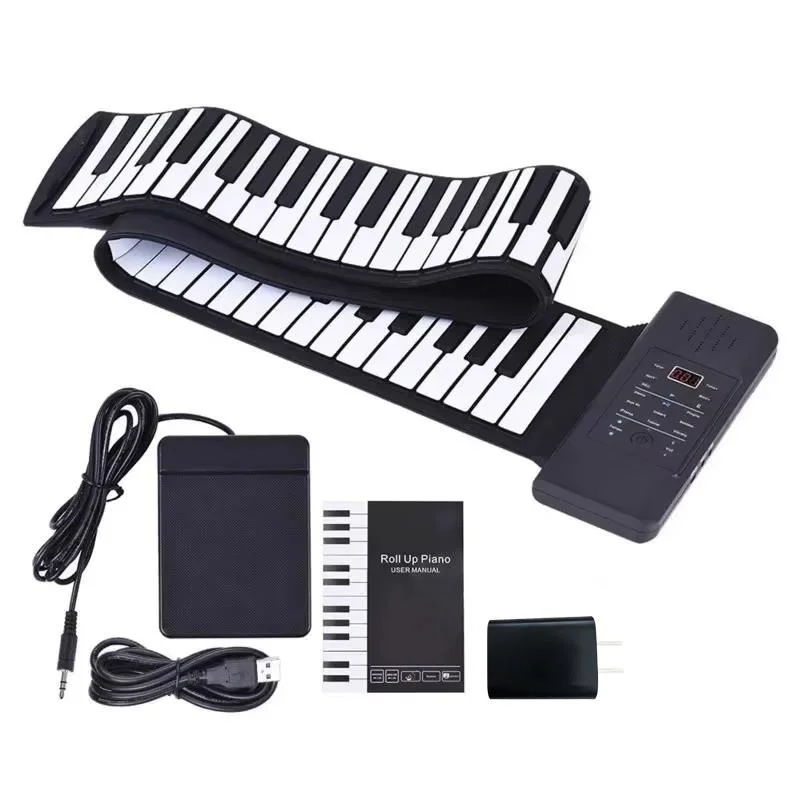 DZQ 88 Key Hand Rolled Piano With Thickened Silicone And Built-in Battery Foldable Electronic Piano For Adults