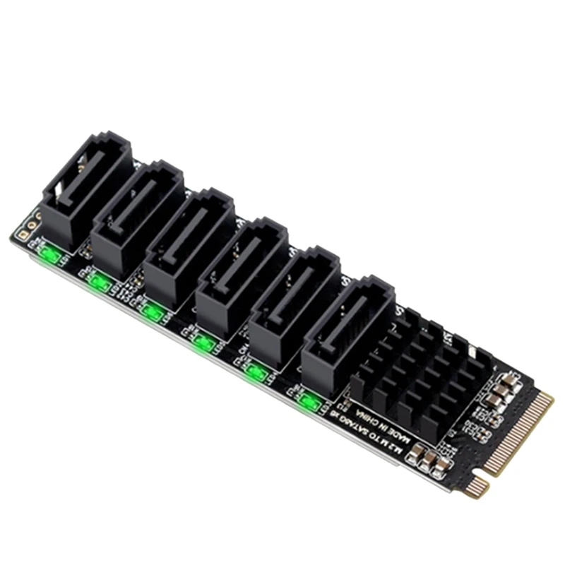 

M.2 MKEY PCI-E Riser Card M.2 NVME To SATA3.0 PCIE To SATA 6Gpbsx6-Port Expansion Card ASM1166