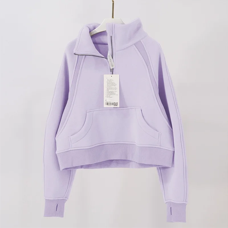 New Thickened High Neck Sweatshirt Women's Sports Half Zipper Loose Jacket Long Sleeve Jogging Fitness Yoga Clothes