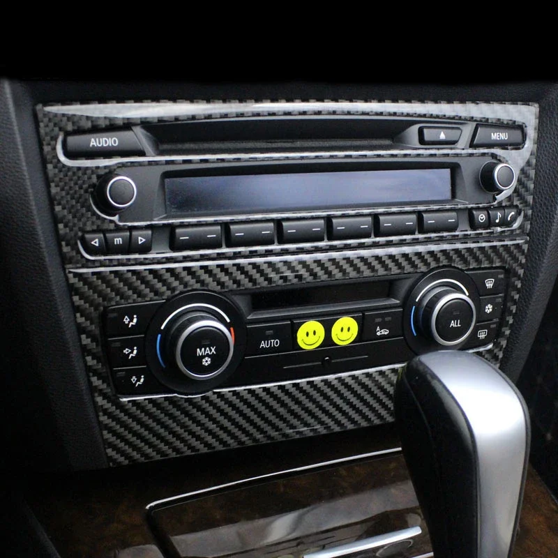 Carbon fiber Car Center Console Air conditioning CD Panel Cover Trim Frame Sticker Auto Accessories For BMW 3 Series E90 E92 E93
