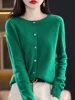 Addonee Women 100% Merino Wool Sweater Cashmere O-neck Cardigan Raglan Sleeve Classical Knitwear Solid Fashion Basic Clothing 4