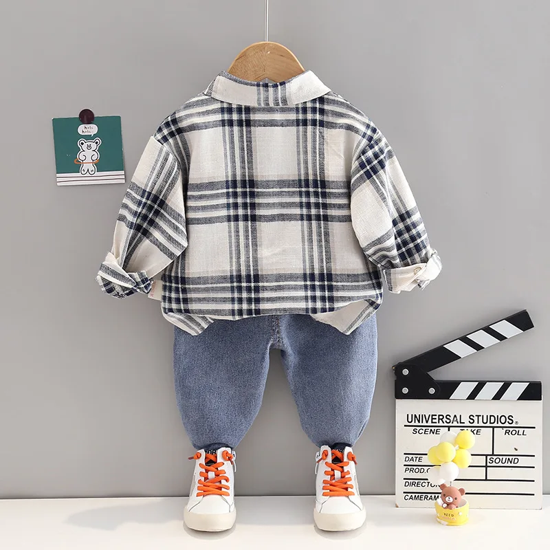 Baby Boy Designer Clothes Spring Autumn Plaid Turn-down Collar T-shirts  Tops and Pants Boys Tracksuits Christmas Outfit for Kids - AliExpress