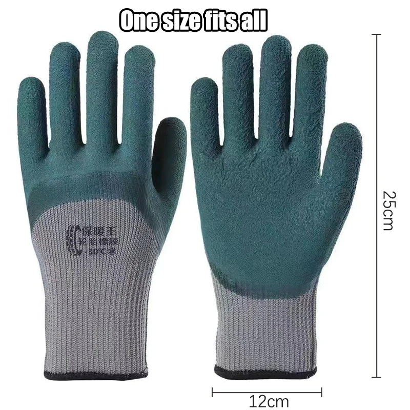 Description Picture 3 of item1 Pair Winter Thickened Velvet Tyre Rubber Wear-resistant Non-slip Garden Site Work Gloves