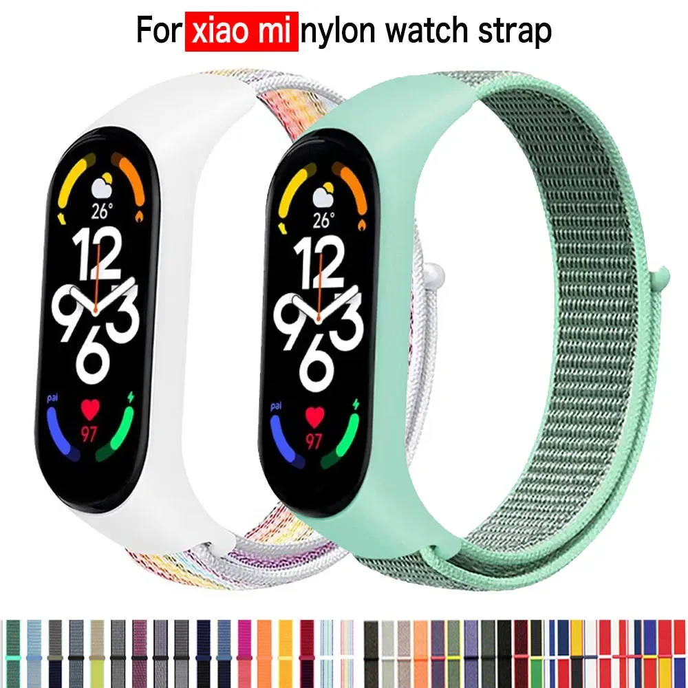 Watch Strap Nylon loop For Xiaomi Mi Band 7-7 nfc smartwatch Wristband Replacement Bracelet Miband7 6 5 3 4
