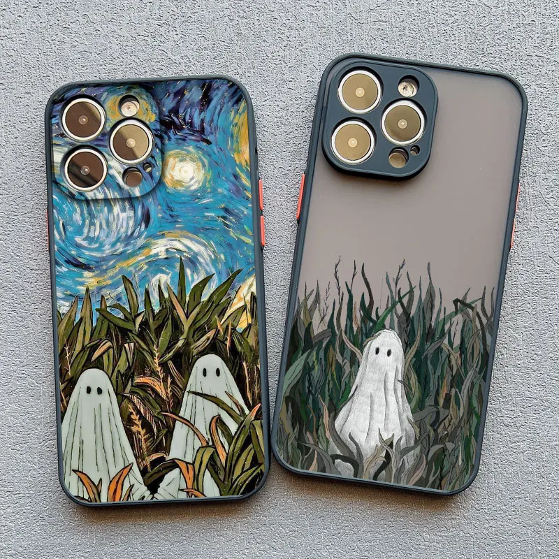 Hülle für iPhone 17 15 14 11 Pro Max 16 13 12 Mini Pro Max XS X XR 14 15 16 Plus Ästhetische Niedliche Geister-Kunst Stoßfeste Schutzhüllen