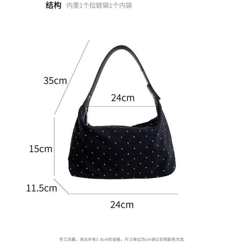 Nuova Borsa alla Moda per Donne, Borsa a Pois Casual Stile Hobo, Borsa Minimalista di Alta Gamma, Borsa a Tracolla Singola da Indossare Sotto il Braccio - immagine 6