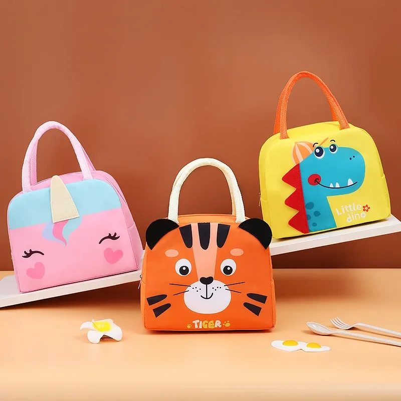 

3D Three-dimensional Lunch Bag Cute Cartoon Thermal Insulation Handbag Children Picnic Outing Food Fresh Keeping Canvas Pouch