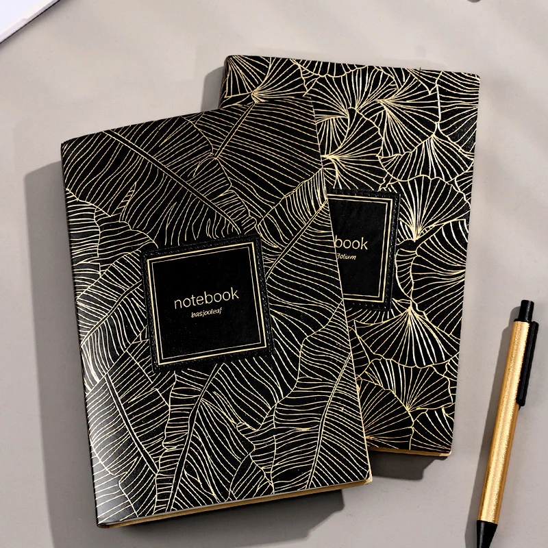 

Notepad A5 Notebook and Journal Black Diary Sketchbook Leaf Agenda Stationery Planner Organizer Office Student Soft Note Book