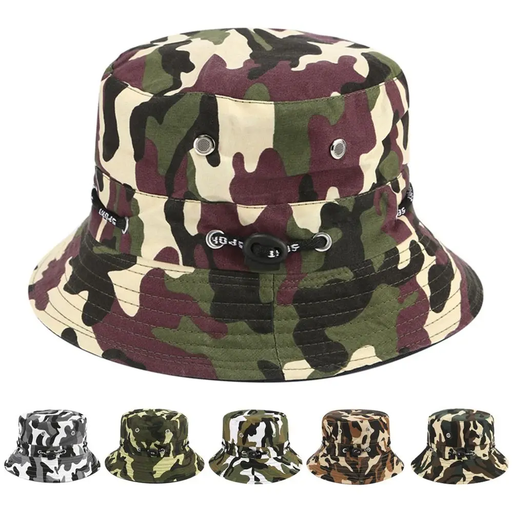 

Camouflage Bucket Hats Casual Cotton Polyester Hip Hop Basin Hat Panama Cap Travel