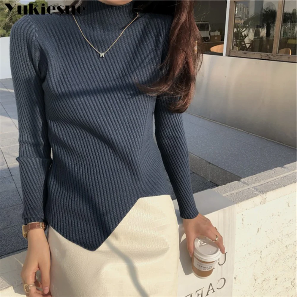 

Autumn Winter Fashion Stretchy Casual StreetSweater Vintage Knitted Clothing Pullovers Women Irregular Design Harajuku Slim Tops