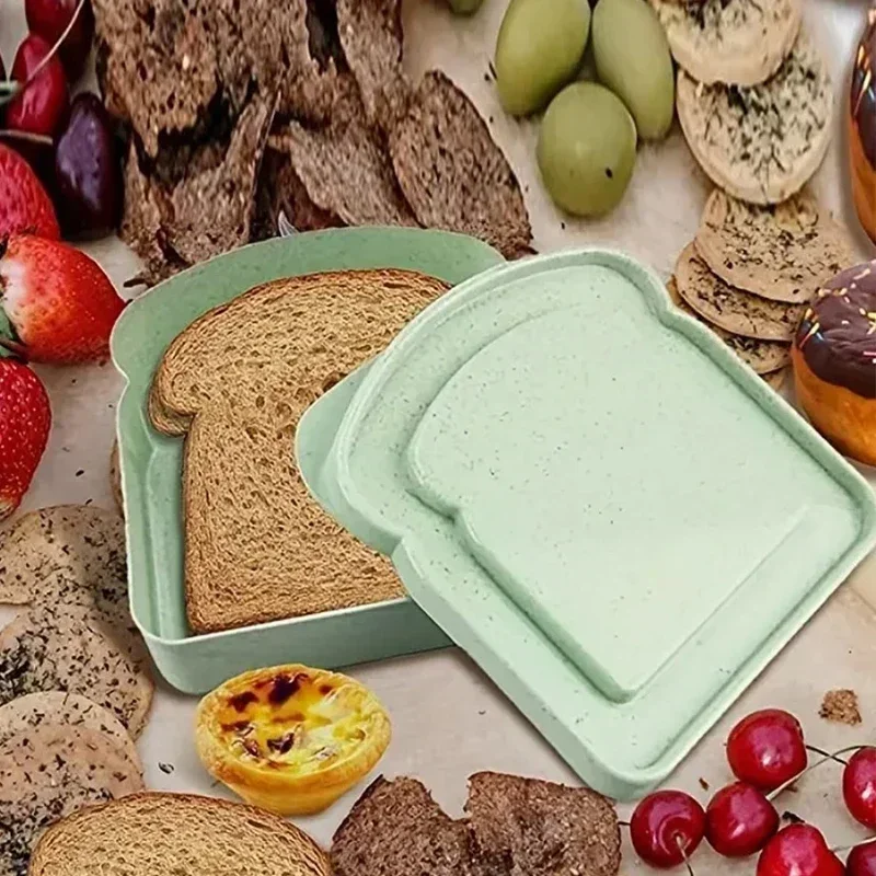 Plastic Bento Box Portable Toast Bread Sandwich Meal Box Student Office Outdoor Bento Box Food Container with Lid Box
