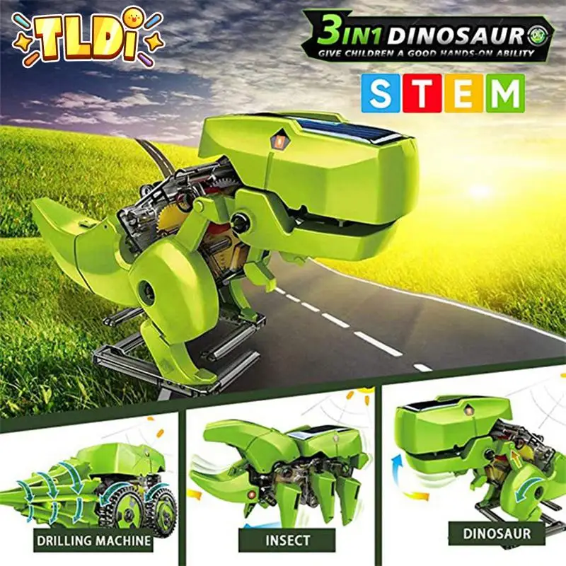 3In1AssemblingDinosaurSolarKitforkidsChildernGiftPuzzleRobot
