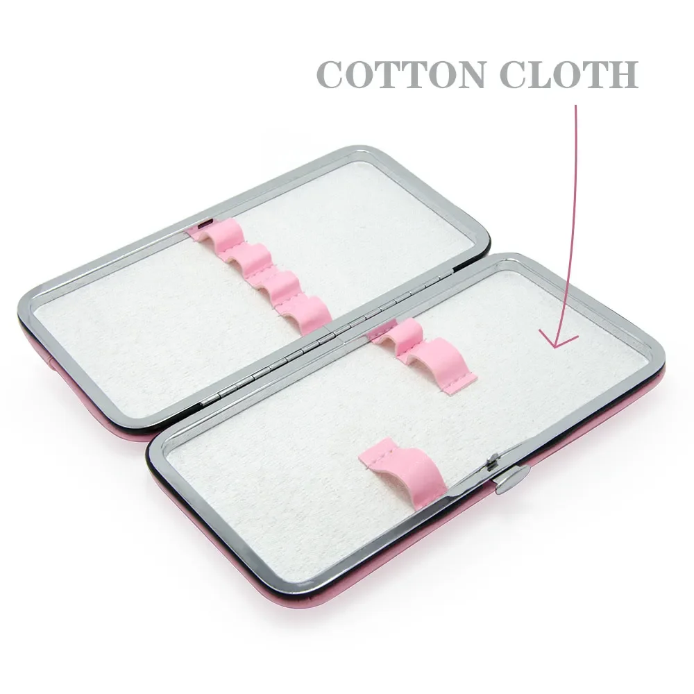 NAGARAKU Eyelashes Tweezers Storage Professional Eyelash Extension Tweezers Case Makeup Tools PU Leather Pink Red Color 3