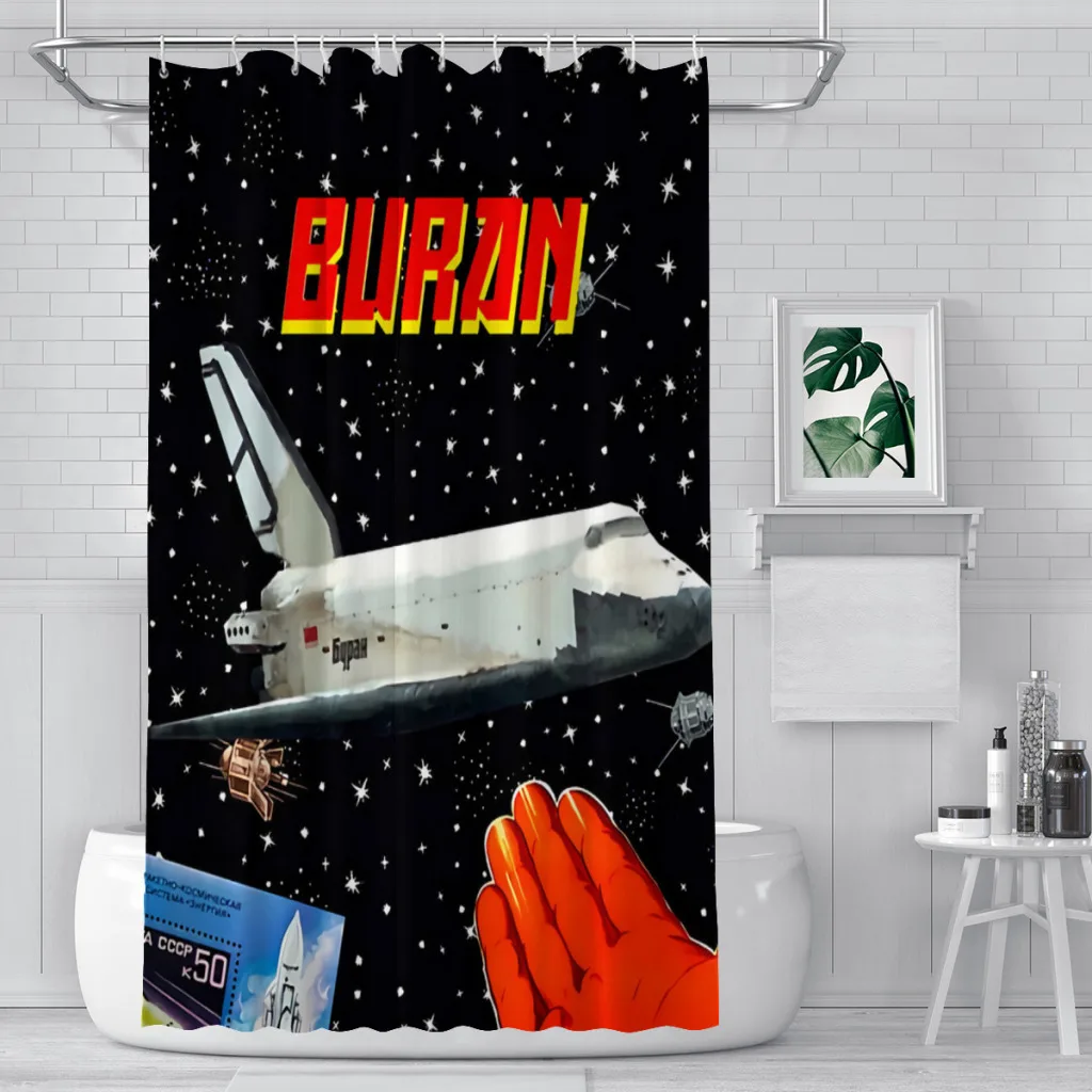 Gagarin Space Art Buran Shuttle Bagno Tende Da Doccia Tenda Divisoria Impermeabile Accessori Divertenti Per La Decorazione Della Casa