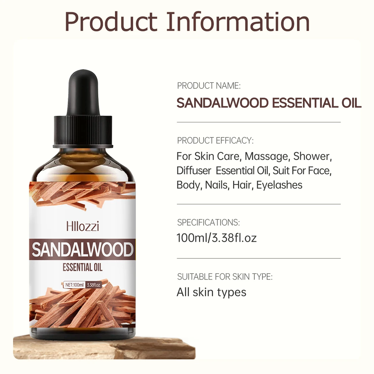 Sandalwood Essential Oil for Skincare, Massage, Bathing, and Aromatherapy
