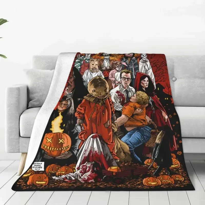 Halloween Trick R Treat Sam Pumpkin Warm Flannel Throw Blanket for Bedroom Office Bedspreads Sf98376eb67334f8e8684d61416680657d
