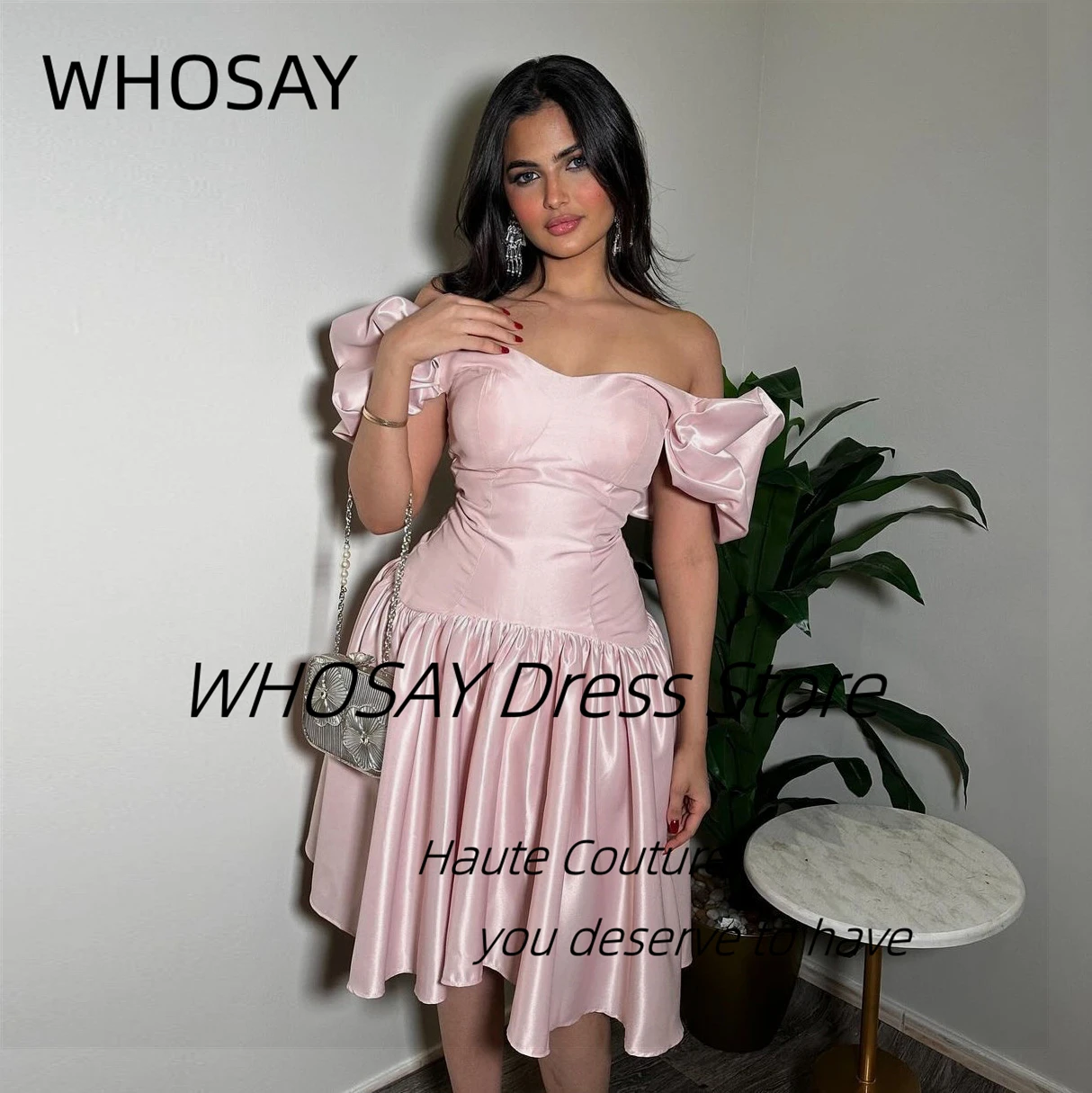 

WHOSAY Short Prom Dresses Sweetheart Off Shoulder Homecoming Dress Zipper Back Wedding Party Bridesmaid Wear Graduation Gowns