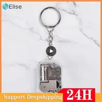 Square Keychain Innovation Music Box Movement Unique Mini Movement Pendant Movement Key Chain Key Chain With Music Small Jewelry 1